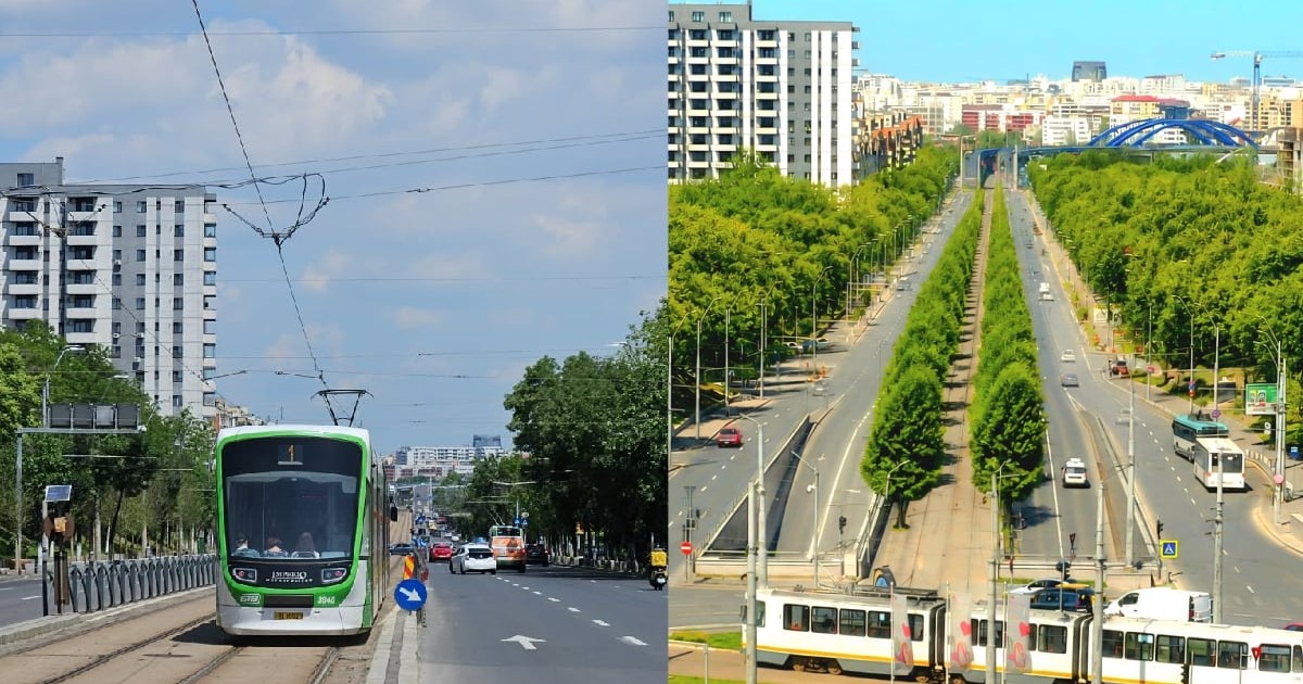 Lucrări de amenajare a scuarului central de pe Calea Văcărești