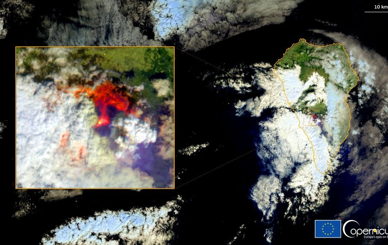Erupția vulcanului din insula spaniolă La Palma, surprinsă de sateliți