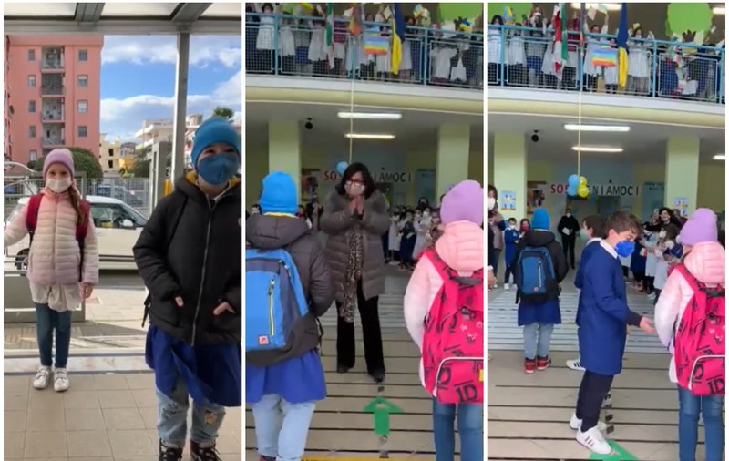 VIDEO | Doi frați ucraineni refugiați, primiți cu urale de noii lor colegi, în prima zi de școală în Italia