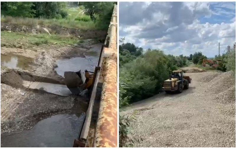 VIDEO. Cum excavează CJ Neamț pietriș chiar de sub podurile care mai au puțin și cad. „E complet interzis”
