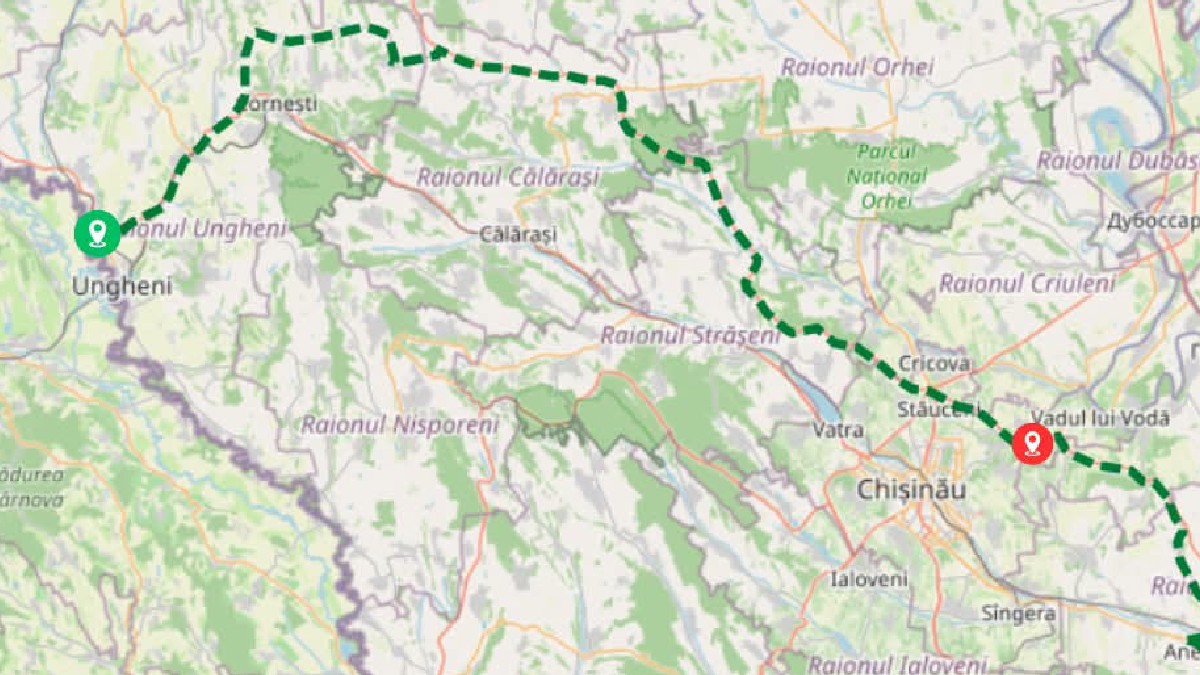 Sectorul de 125 kilometri dintre Ungheni și Budești (Chișinău) al Autostrăzii A8