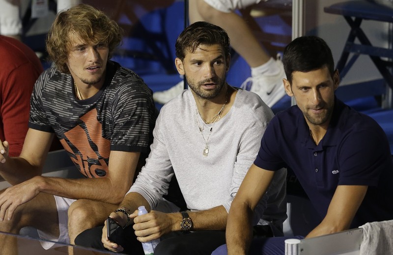 Alexander Zverev, Grigor Dimitrov și Novak Djokovic, la "Adria Tour". Foto: EPA