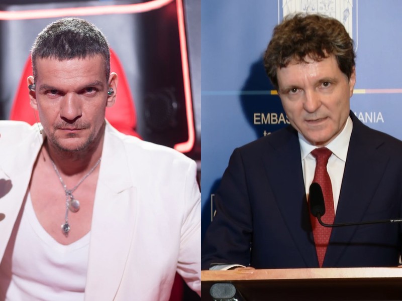 Colaj cu două fotografii cu Tudor Chirilă și Nicușor Dan
