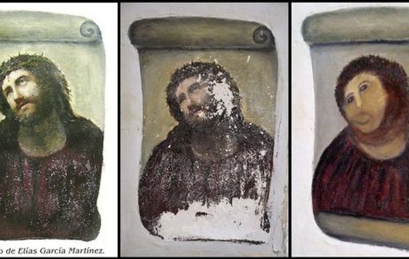 MOOOORI DE RÂS! O frescă veche a fost RESTAURATĂ de o BĂTRÂNICĂ. REZULTATUL E INIMAGINABIL! 