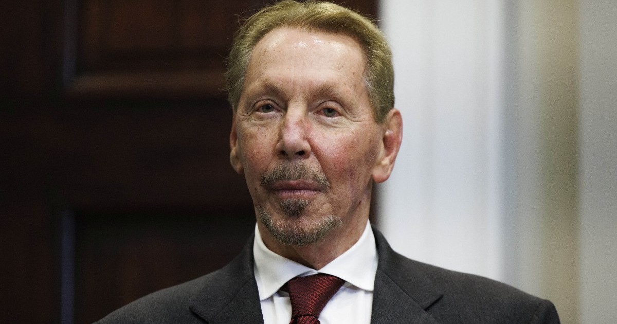 Larry Ellison, CEO Oracle, este văzut în camera Roosevelt a Casei Albe din Washington DC, marți, 21 ianuarie 2025.