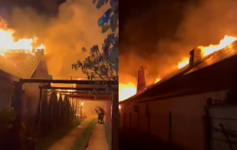 Pericol de explozie în Prahova, după ce acoperișul unei case în care se află mai multe butelii a fost cuprins de flăcări