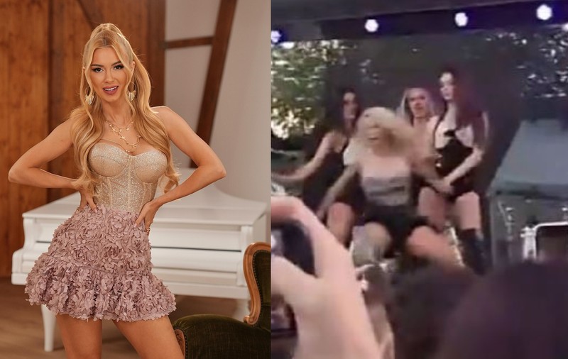 Andreea Bălan, moment stânjenitor la concert. Artista a căzut pe scenă, în fața fanilor săi VIDEO