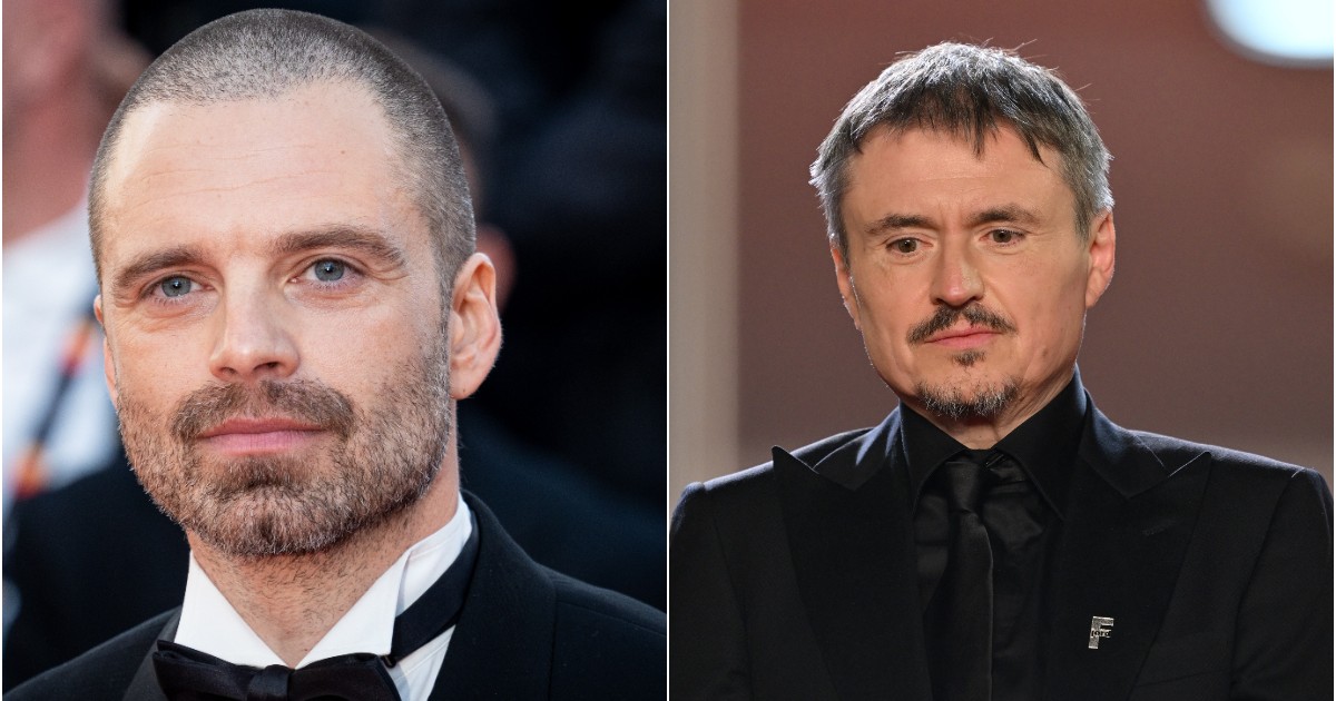 În imagine apar actorul Sebastian Stan și regizorul Cristian Mungiu, fotografiați în ținute elegante, în cadrul unui eveniment de gală. Cei doi au fost prezenți la Festivalul de Film de la Cannes, unde thrillerul „Fjord” a avut premiera oficială.