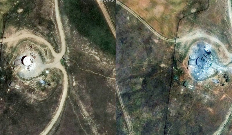 Platforma nucleară Piranshahr înainte i după ce a fost complet distrusă de atacul Israelului. Foto: Profimedia