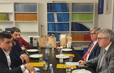 George Simion (stânga), la întâlnirea cu lideri din ECR Party la Bruxelles | Foto: Facebook