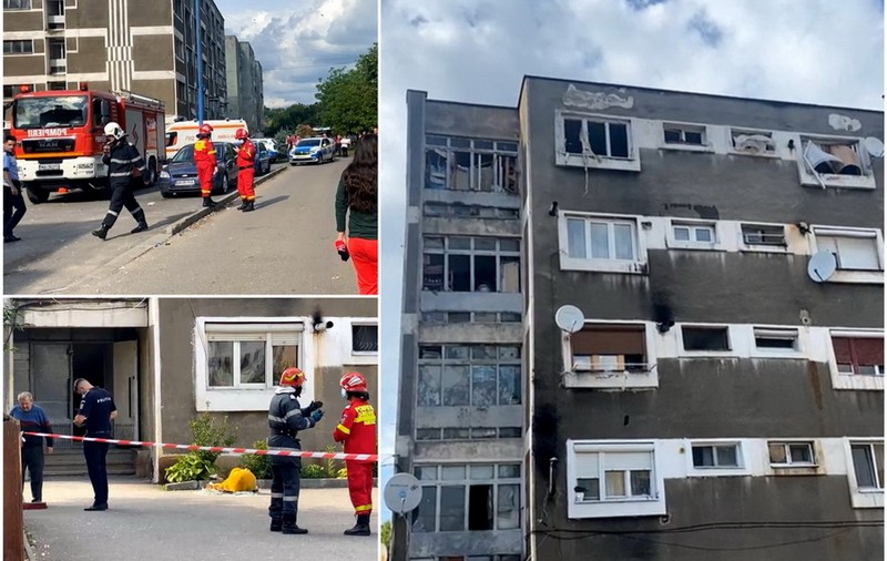 Cadavru găsit de pompieri într-o garsonieră, după o explozie într-un bloc din Bihor