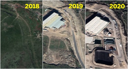Cum arăta drumul în 2018 (înainte de ridicarea stației), 2019 (în timpul) și 2020 (după finalizare)