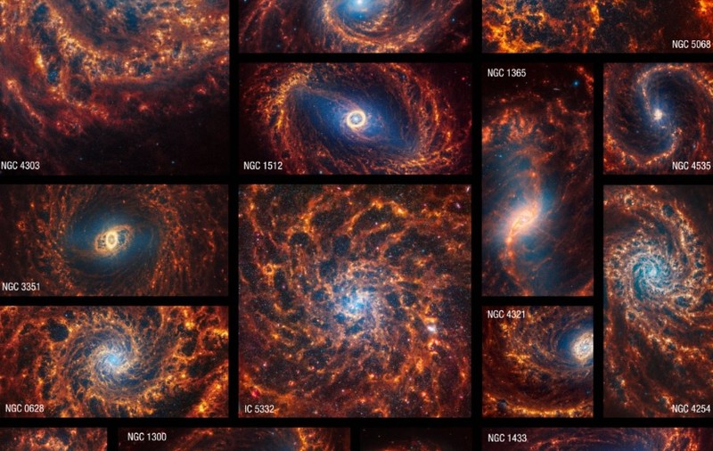 Telescopul Webb a surprins imagini „uimitoare" a 19 galaxii spirală. Cea mai apropiată se află la o distanţă de 15 milioane de ani-lumină de Pământ