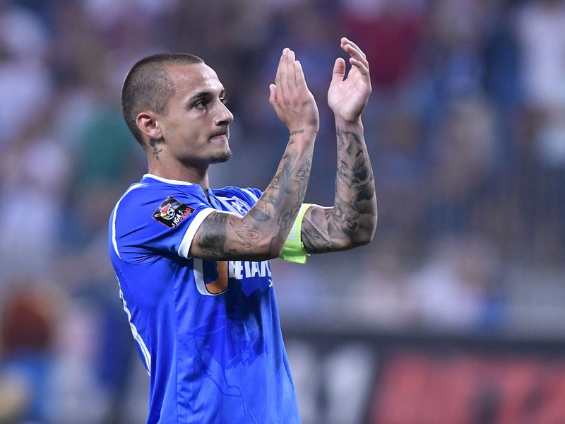 Alexandru Mitrita se bucura dupa un gol marcat in meciul de fotbal dintre Universitatea Craiova si FC Botosani, contand pentru Liga 1 Betano, desfasurat pe Stadionul Ion Oblemenco din Craiova, vineri 3 august 2018. © FOTO Razvan Pasarica/SPORT PICTURES