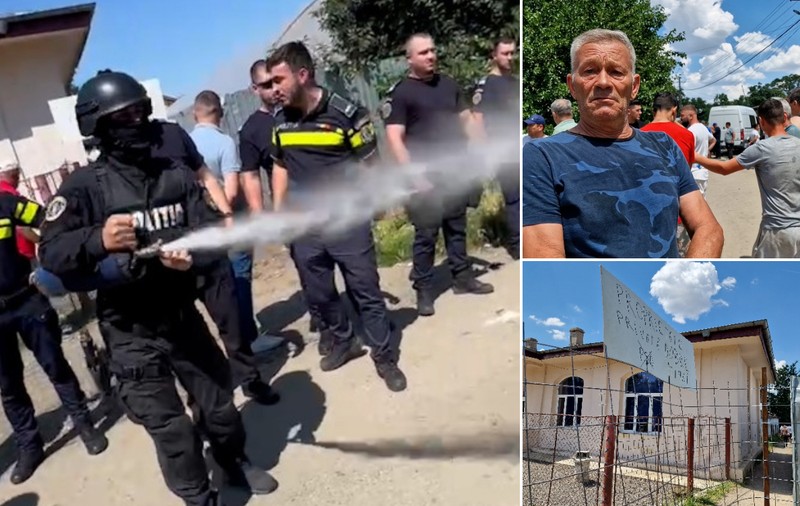 REPORTAJ Lacrimogene de campanie în Mihăilești, Giurgiu: polițiști înarmați și jandarmi au venit să oprească un protest față de primar