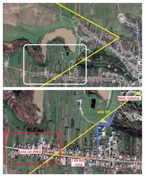 Deasupra zona din Caracal inclusă în localizarea STS. Jos, singura zonă din cartierul Bold care se intersectează cu localizarea STS, casele din jurul locuinței lui Dincă.
