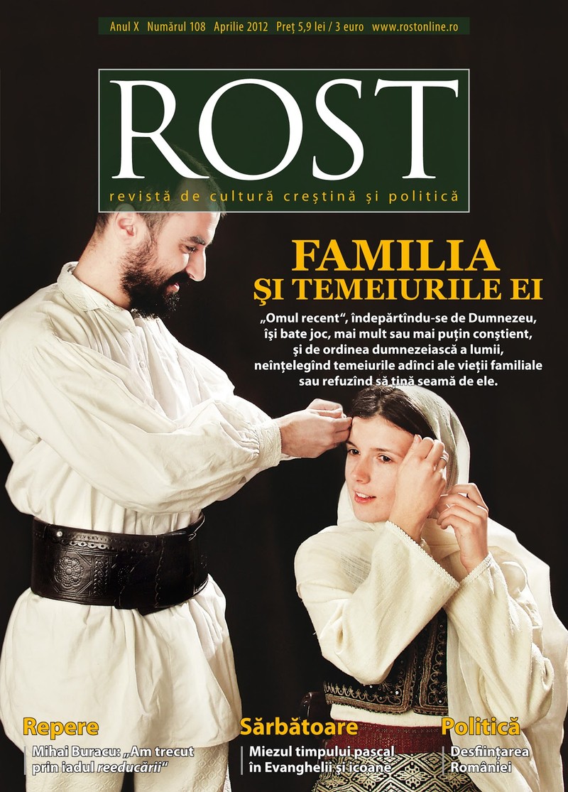 Coperta unui număr din 2012 al revistei Rost