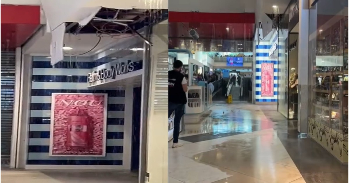 colaj foto indudatie apa curgand din tavan mall baneasa