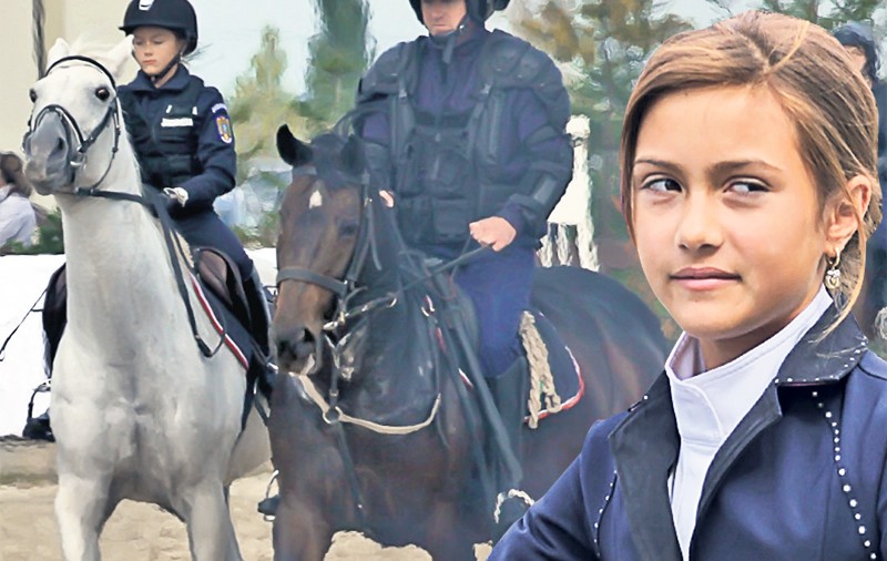 La demonstrația de intervenție antihuligani, alături de jandarmi a participat și o fetiță de 11 ani, călăreaţa Anne Marie