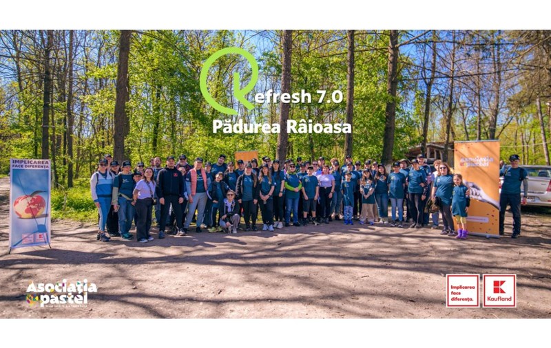 Asociația pastel și Kaufland România au intervenit cu 80 de voluntari în Pădurea Râioasa, pentru o acțiune de ecologizare
