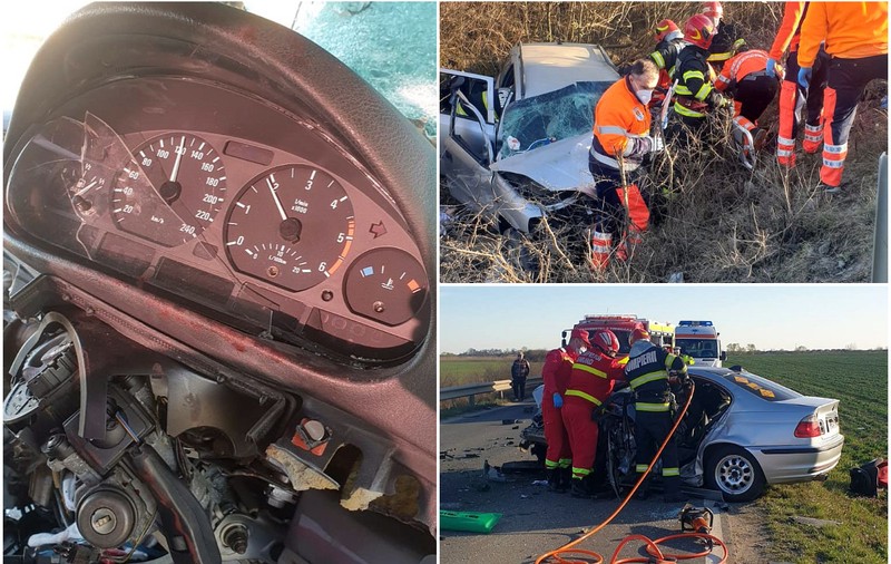 O șoferiță pe contrasens cu BMW-ul, cu 120 km/h, a ucis un copil de un an și pe părinții lui, în Timiș