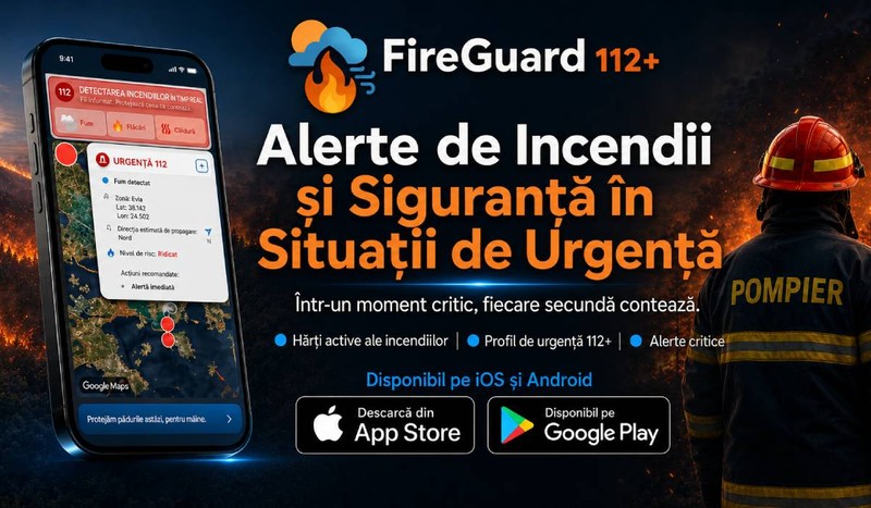 FireGuard 112+ este o aplicație care ajută oamenii să se ferească de incendii. Foto: FireGuard 112+
