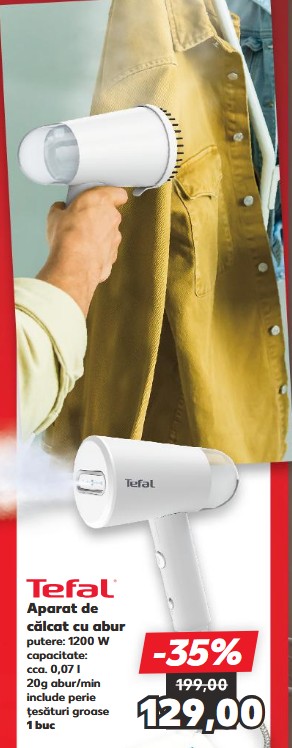 Aparatul de călcat cu abur Tefal disponibil la Kaufland costă 129,00 de lei. Foto: Captură ecran catalog oferte Kaufland