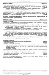 Barem de evaluare și notare - Subiecte BAC 2019 Limba română, profil uman