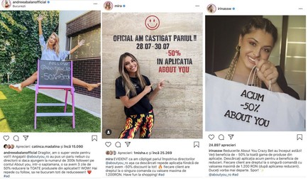 Andreea Bălan, Mira și Irina Deaconescu au marcat postările publicitare cu hashtagul #ad
