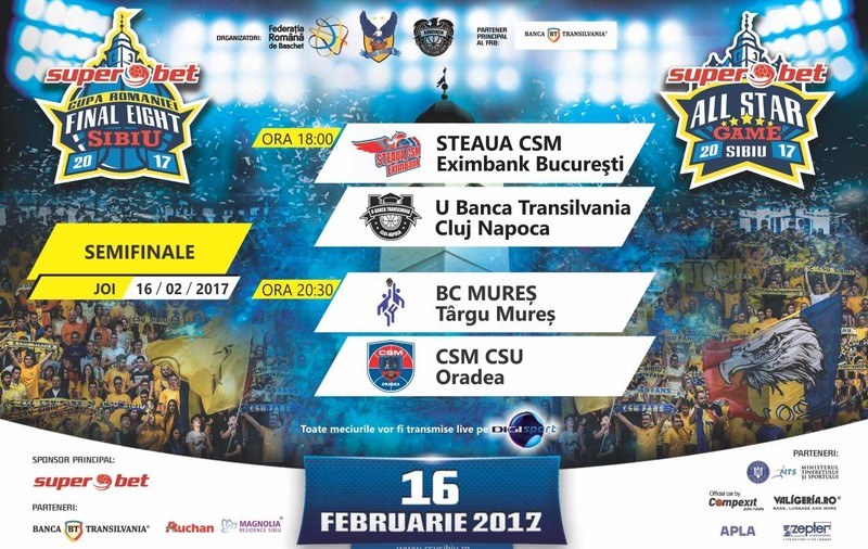 Final 8 Cupa României la baschet. U BT Cluj-Napoca și BC Mureș își dispută, vineri, trofeul