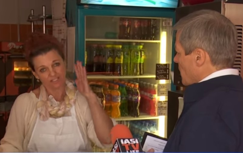 VIDEO/ Dacian Cioloș a fost „certat” de proprietara unei patiserii din Iași: „Gata, că eu pierd timpul și pierd clienții”