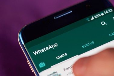 New york, USA - May 22, 2017: Whatsapp app menu on modern smartphone macro. Man using whatsapp application