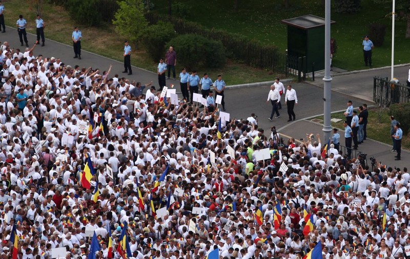 PSD și protestatarii de partid. #Rezist, față-n față cu simpatizanții PSD. ”Fie îi comparăm numeric, fie ies conflicte”
