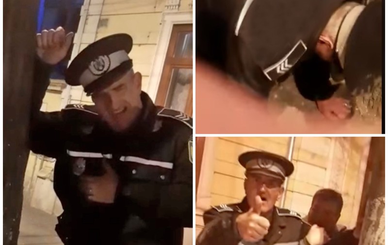 Poliţist local din Galaţi, filmat în timp ce era atât de beat, încât abia se ținea pe picioare. Şeful instituţiei: "Va fi destituit"