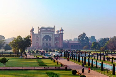 Taj Mahal Gate view in India, Uttar Pradesh, Agra.