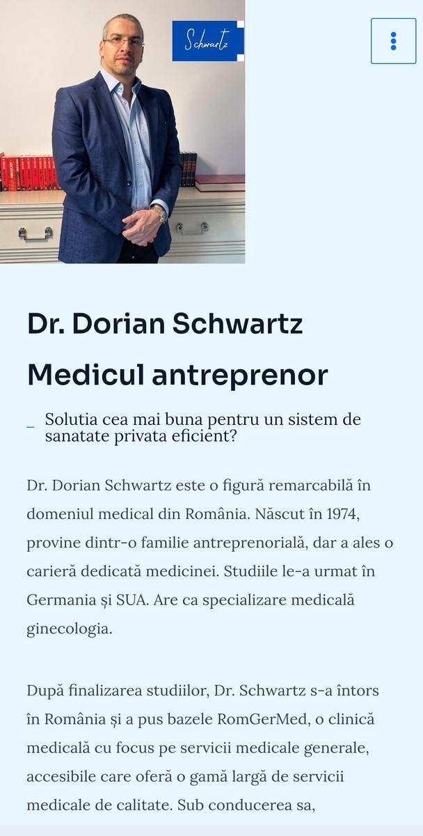 Prezentarea medicului pe blogul personal. Sursa foto: schwartz.com.ro