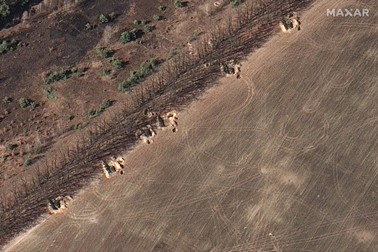 This handout picture taken on March 17, 2022 and released on March 18, 2022 by Maxar satelitte image shows Russian armored equipment in revetments in Ozera, northwest of Kyiv.,Image: 671717081, License: Rights-managed, Restrictions: XGTY / RESTRICTED TO EDITORIAL USE - MANDATORY CREDIT "AFP PHOTO / Satellite image ©2022 Maxar Technologies " - NO MARKETING - NO ADVERTISING CAMPAIGNS - DISTRIBUTED AS A SERVICE TO CLIENTS - THE WATERMARK MAY NOT BE REMOVED/CROPPED THE WATERMARK MAY NOT BE REMOVED/CROPPED, *** HANDOUT image or SOCIAL MEDIA IMAGE or FILMSTILL for EDITORIAL USE ONLY! * Please note: Fees charged by Profimedia are for the Profimedia's services only, and do not, nor are they intended to, convey to the user any ownership of Copyright or License in the material. Profimedia does not claim any ownership including but not limited to Copyright or License in the attached material. By publishing this material you (the user) expressly agree to indemnify and to hold Profimedia and its directors, shareholders and employees harmless from any loss, claims, damages, demands, expenses (including legal fees), or any causes of action or allegation against Profimedia arising out of or connected in any way with publication of the material. Profimedia does not claim any copyright or license in the attached materials. Any downloading fees charged by Profimedia are for Profimedia's services only. * Handling Fee Only ***, Model Release: no, Credit line: Profimedia
