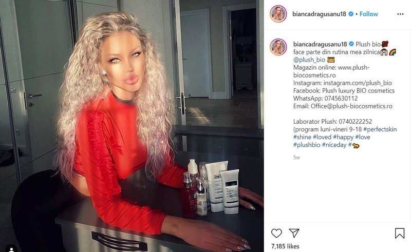 O postare a Biancăi Drăgușanu, care nu este marcată ca publicitate, a adunat peste 7.000 de like-uri