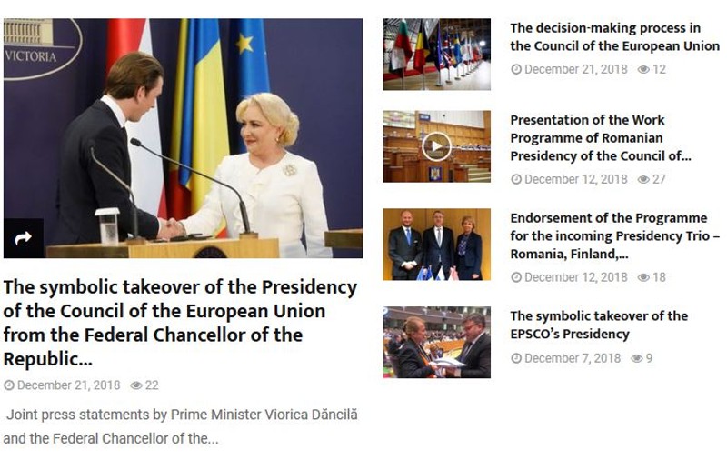 A fost lansat site-ul oficial al Preşedinţiei României la Consiliul Uniunii Europene, www.romania2019.eu