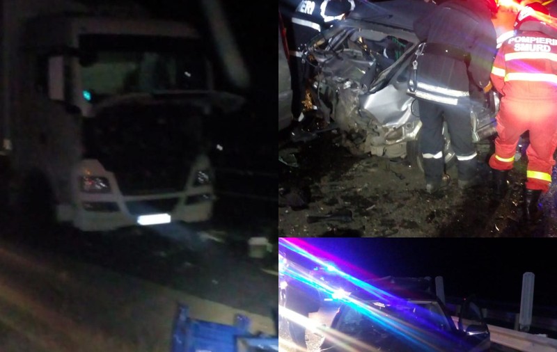 Accident înfiorător pe autostrada Deva-Nădlac, între două camioane și patru mașini. Cinci oameni au ajuns la spital