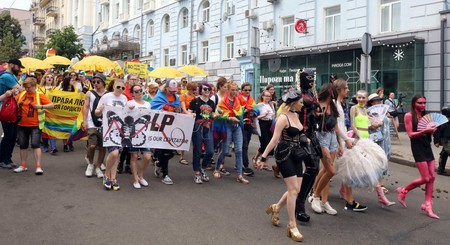 Marșul Egalității KyivPride 2019, organizat în sprijinul comunității LGBT, Kiev, capitala Ucrainei, 23 iunie 2019. Foto: Profimedia