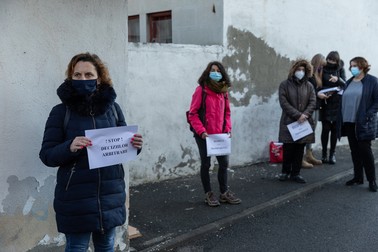 Alături de elevi și profesori au protestat și părinți