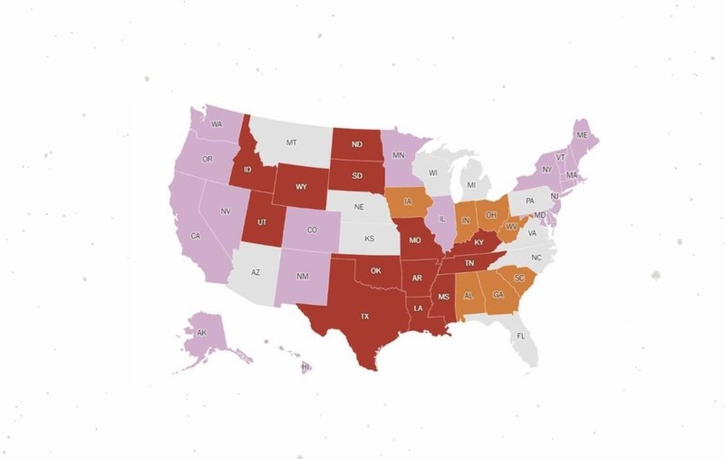 Harta statelor americane care vor interzice avortul după decizia Curții Supreme. Unde vor fi permise în continuare