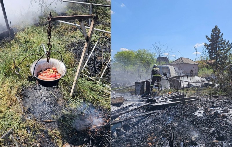 Doi tineri au vrut să facă gulaș la foc de lemne și aproape au dat foc la cartier, însă mâncarea a scăpat neatinsă