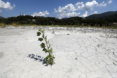 Albia râului Var din Saint-Martin-du-Var, sudul Franței, pe 7 august 2022. Râul a secat complet pe această porțiune | Foto: EPA