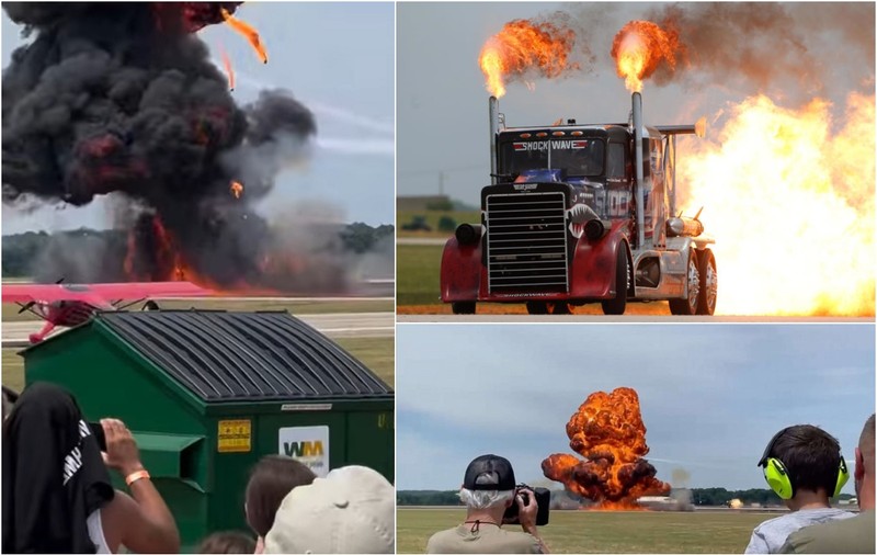 VIDEO. Șoferul unui camion cu reacție a murit cuprins de flăcări pe pistă, după o explozie, la un show aviatic din SUA