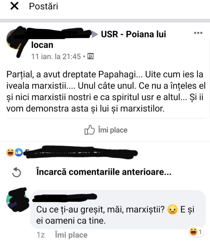 Postare de pe forumul intern de partid Poiana lui Iocan