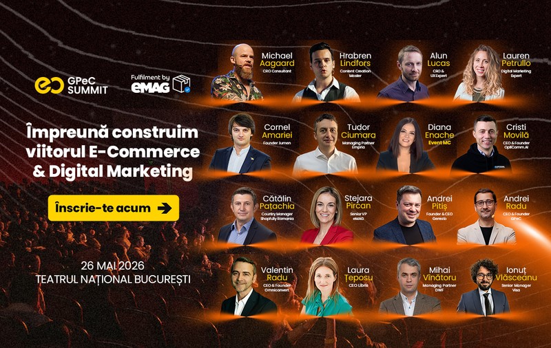 Agenda GPeC SUMMIT 26 Mai 2026 este publicată: 16 speakeri, Conferință, Expo, Networking și content practic despre ce funcționează acum și ce urmează în E-Commerce &amp; Digital Marketing  