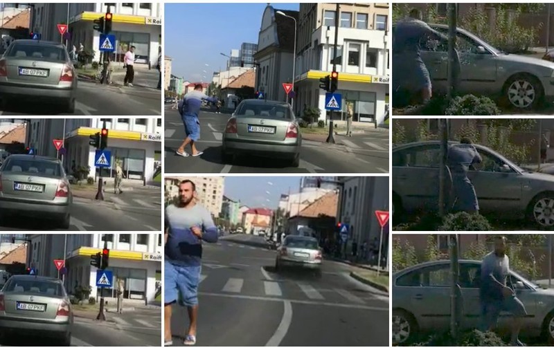 Cursă nebunească pe străzile în Alba Iulia. Un bărbat nu a oprit la semafor și a fost la un pas să lovească mai mulți pietoni / VIDEO
