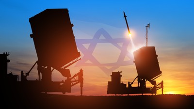 Israel's,Iron,Dome,Air,Defense,Missile,Launches.,The,Missiles,Are
